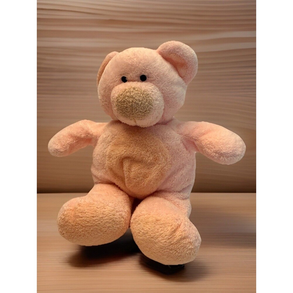 Vtg TY Pluffies Pink w/ Tan Tummy Teddy Bear Baby Floppy Plush TyLux 2002 Lovey